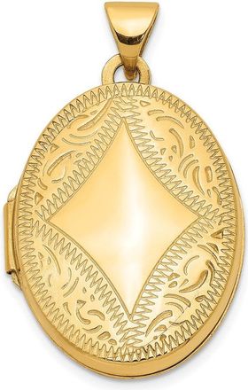 Diamond2Deal 14k Yellow Gold Diamond-shaped Design Oval Locket Pendant