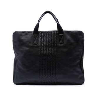 Bottega Veneta Pre-owned Bottega Veneta Intrecciato Trimmed Leather Soft Briefcase Unisex 8LFQ6U7WFG2RZKA5