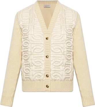 Moncler Vest met gewatteerd voorpand - Dames - Vesten - Beige - M - Katoen - Truien & Vesten