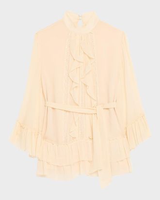 Ramy Brook Claudia Silk Chiffon Ruffle Tiered Mini Dress