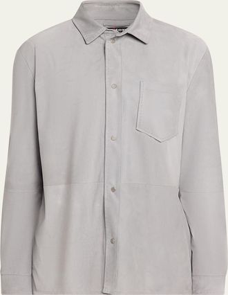 Kiton Mens Cotton Snap-Placket Shirt Jacket