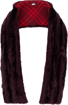 Burberry Eco Fur Hooded Scarf - Dames - Wintersjaals - Paars - ONE Size - Wol - Accessoires