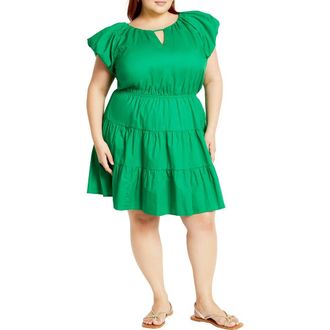 City Chic Alina Fit & Flare Minidress in Bright Green at Nordstrom Rack, Size L/20W