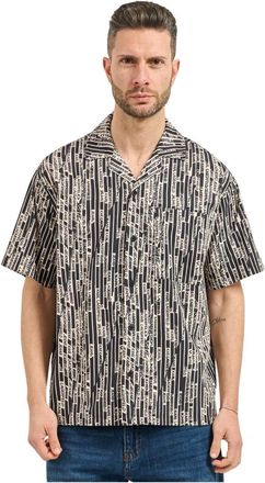 Karl Lagerfeld All Over Printed Short Sleeve Shirt - Heren - Korte mouwen Overhemden - Veelkleurig - M - Katoen - Overhemden