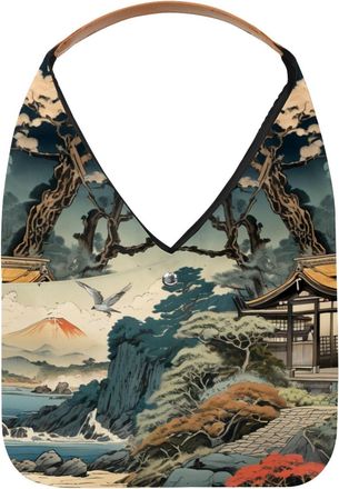 Generic Beautiful Ukiyo-e Reusable Lightweight Grocery Bags - Foldable Into Compact Pouch, Washable & Sturdy, Multipurpose for Shopping and Travel