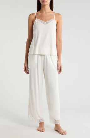 Nordstrom Moonlight Eco Lace Trim Pajamas in Ivory Egret at Nordstrom, Size X-Small