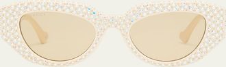Gucci Embellished Acetate Cat-Eye Sunglasses