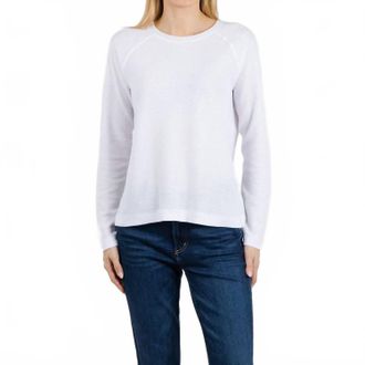 Elliott Lauren Waffle Stitch Raglan Sweater In White