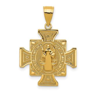 Diamond2Deal 14k Yellow Gold San Benito 2-Sided Cross Pendant