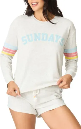 PJ Salvage Sunday Funday Pajama Sweatshirt in H Cloud at Nordstrom, Size X-Large