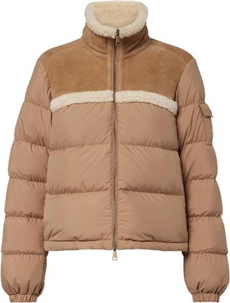 Moncler Aurore Donsjas met schapenvachtrand - Dames - Winterjassen - Bruin - M - Polyester - Jassen