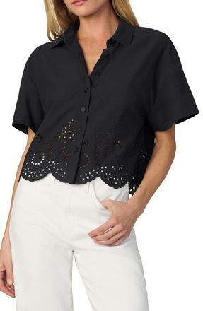 Joe's The Eyelet Short Sleeve Crop Shirt in Black at Nordstrom, Size X-Small