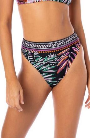 Maaji Jaguar Jungle Sully High Waist Bikini Bottoms in Black at Nordstrom Rack, Size Medium