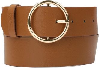Kazar Brede riem met ronde gesp - Dames - Riemen - Bruin - 90 CM - Leer - Accessoires