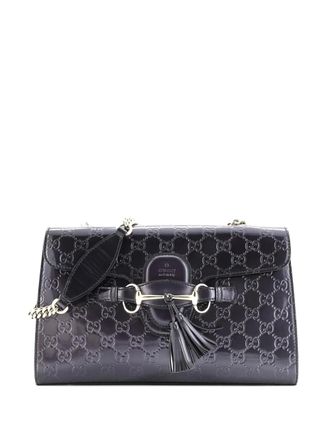 Gucci Emily Chain Flap Bag Guccissima Patent Medium shoulder bag - women - Patent Leather - One Size - Purple