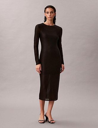 Calvin Klein Vestido largo Logo Lace con emblema por toda la prenda