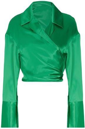 8 by YOOX SILK SATIN FRONT KNOT BLOUSE
