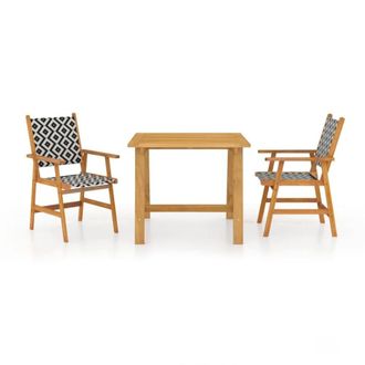 Berkfield Home 3 Piece Garden Dining Set Solid Acacia Wood in Brown