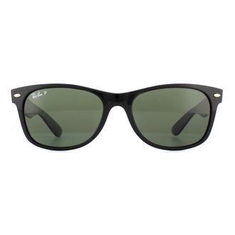 Ray-Ban Unisex Sunglasses New Wayfarer 2132 901/58 Black Green G-15 Polarized 55mm - One Size