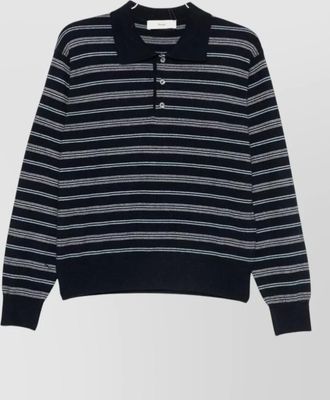 Dunst striped ribbed wool polo jumper