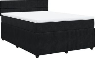 vidaXL Cama Box Spring Con Colch&oacute;n Terciopelo Negro 140x190 Cm Vidaxl