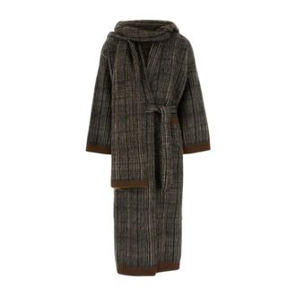 Brunello Cucinelli Cardigan M/L c/Sciarpa Prestige Jacquard Galles GA - Dames - Lange truien - Veelkleurig - M - Truien & Vesten