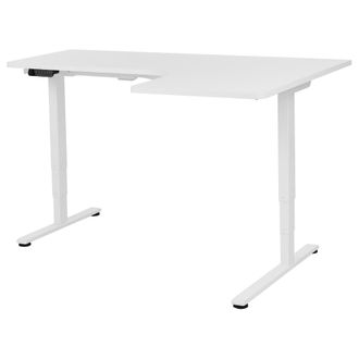 Beliani Beliani - Escritorio Esquinero Regulable El&eacute;ctrico Forma De L 160 X 59 Cm Derecho Tablero Blanco Base Blanca Destines