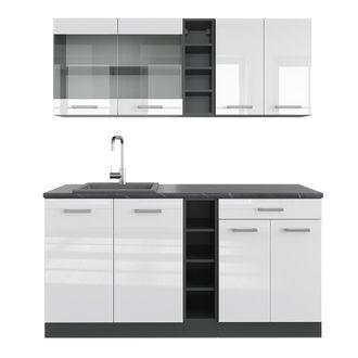 Vicco Cocina Vers&aacute;til R-line, Blanco Brillo/antracita, 160 Cm, Et Antracita