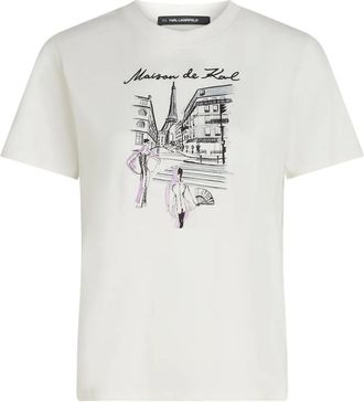 Karl Lagerfeld T-shirt Paris con stampa - Bianco