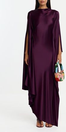 Acler Jarvis Long Sleeve Satin Gown in Fig at Nordstrom, Size 10