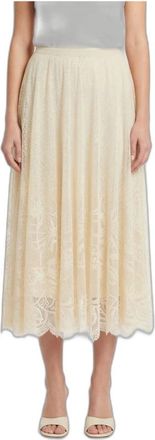 Fabiana Filippi Midi-rok van katoenmix met kant - Dames - Midirokken - Beige - 2XS - Katoen - Rokken