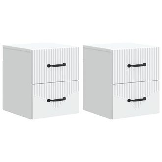 vidaXL Mesita De Noche De Pared Con Caj&oacute;n 2 Pcs 34,5 X 33 X 40 Cm Vidaxl