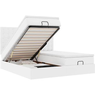 vidaXL Estructura Cama Otomana Colchones Blanco Puro 180x200cm