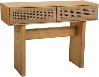 Wanderlust Deco Recibidor de madera y cuerda trenzada marr&oacute;n 110x36x77