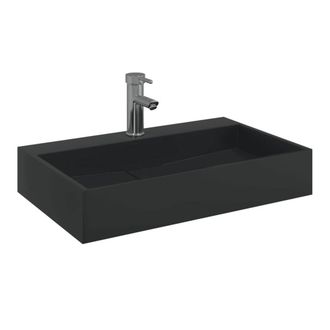 Berkfield Home Sturdy Wash Basin 60x38x11 cm Mineral Cast/Marble Cast Matt Black | Size: 60 x 38 x 11 cm