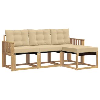 vidaXL Conjunto De Sof&aacute;s De Exterior Con Coj&iacute;n 4 Pcs Y Beige Vidaxl
