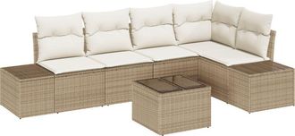 vidaXL Conjunto De Sof&aacute; De Jard&iacute;n 6 Pcs Beige Polirat&aacute;n Vidaxl