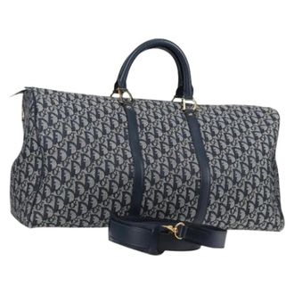 Dior Pre-owned Vintage Trotter Canvas Boston Tas - Dames - Pre-owned - Blauw - Maat: ONE Size Zijde