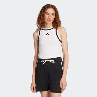 adidas Tanktop ADIDAS SPORTSWEAR ESSENTIALS COLOR-POP COTTON CROP, Damen, Gr. XXL, weiss (wei&szlig;), Obermaterial: 93% Baumwolle, 7% Elasthan, Rundhals, Tops Tan