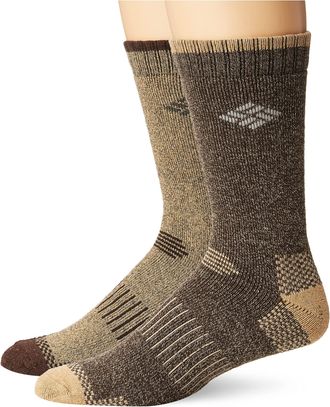 Columbia Mens 4 Pack Mid-Calf Check Crew Socks, Khaki/Brown, 10-13/Shoe Size 6-12