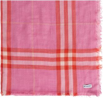 Burberry Scarves, unisex, Pink, Size: ONE SIZE Reversible Check Wool Silk Scarf