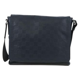 Louis Vuitton District Messenger Damier Infini Leather Black Leather Handbag (Pre-Owned)