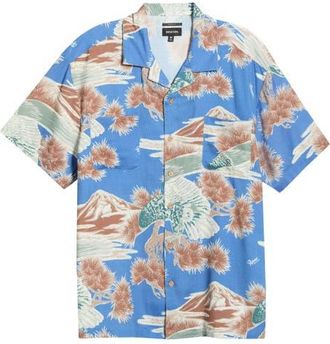 Brixton Rainier x Brixton Print Camp Shirt in Blue Sky at Nordstrom, Size Xx-Large