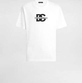 Dolce & Gabbana Short-sleeved T-shirt With Dg Logo Print - Man T-shirts And Polos White 46