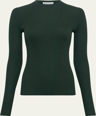 Gabriela Hearst Browning Rib Knit Cashmere-Silk Crewneck Sweater