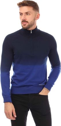 HUGO BOSS Heren Boss Gesso Sweater met halve rits in blauw