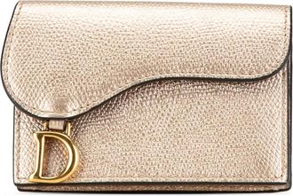 Dior Pre-owned Wallets, female, Yellow, Size: ONE SIZE Pre-owned Leather Saddle Card Holder
