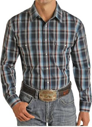 Panhandle Select Snap Plaid Shirt In Blue