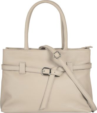 Cluty Henkeltasche CLUTY, Damen, Gr. B/H/T: 33cm x 23cm x 15cm onesize, beige, Leder, leicht gl&auml;nzend, unifarben, Taschen Henkeltasche, echt Leder, Made in 