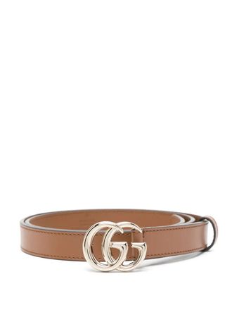 Gucci Marmont thin belt - women - Calf Leather - 95 - Brown